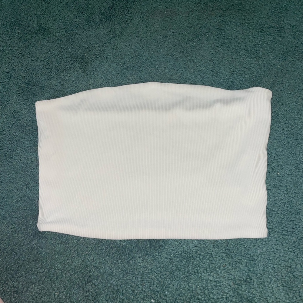 White Ribbed Tube Top - Picture 1 of 3